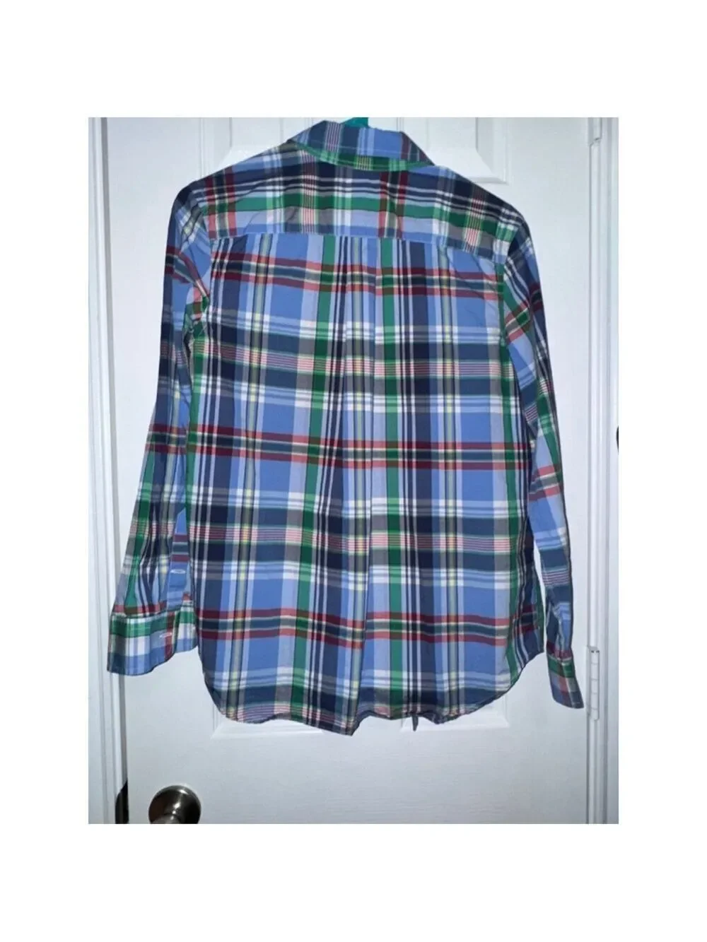 Boys Ralph Lauren Plaid Button Down Shirt Size L 14-16 Blue Green Preppy